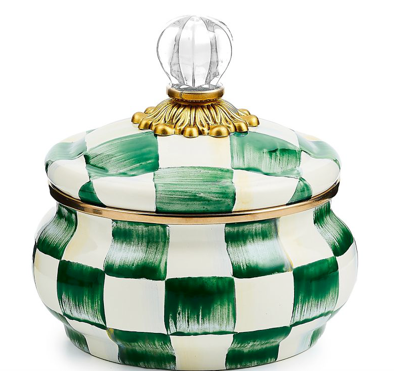 Emerald Check Squashed Pot