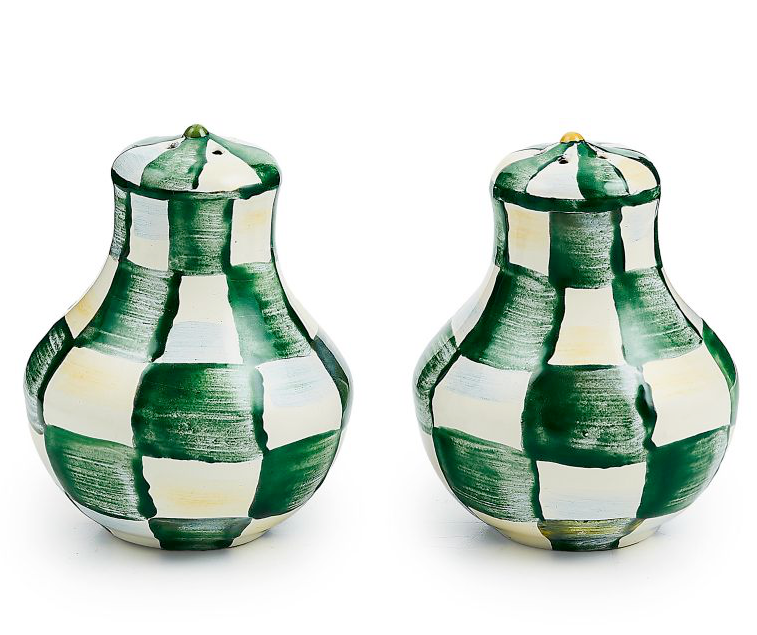 Emerald Check Salt &amp; Pepper Shakers