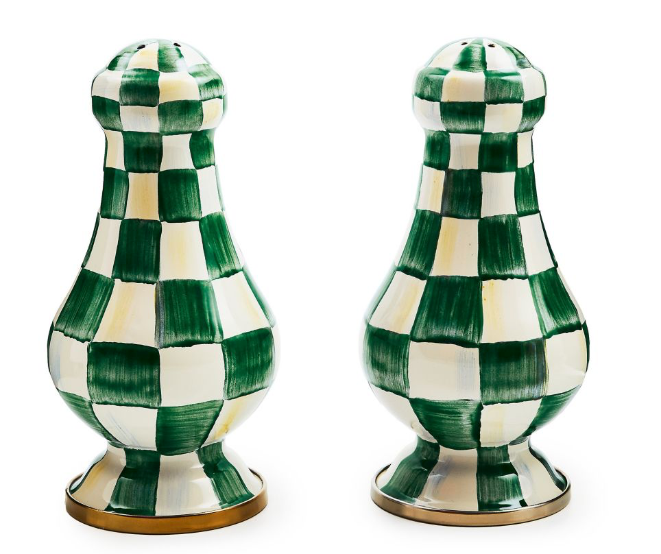 Emerald Check Large Salt &amp; Pepper Shakers