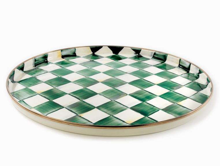 Emerald Check Round Tray