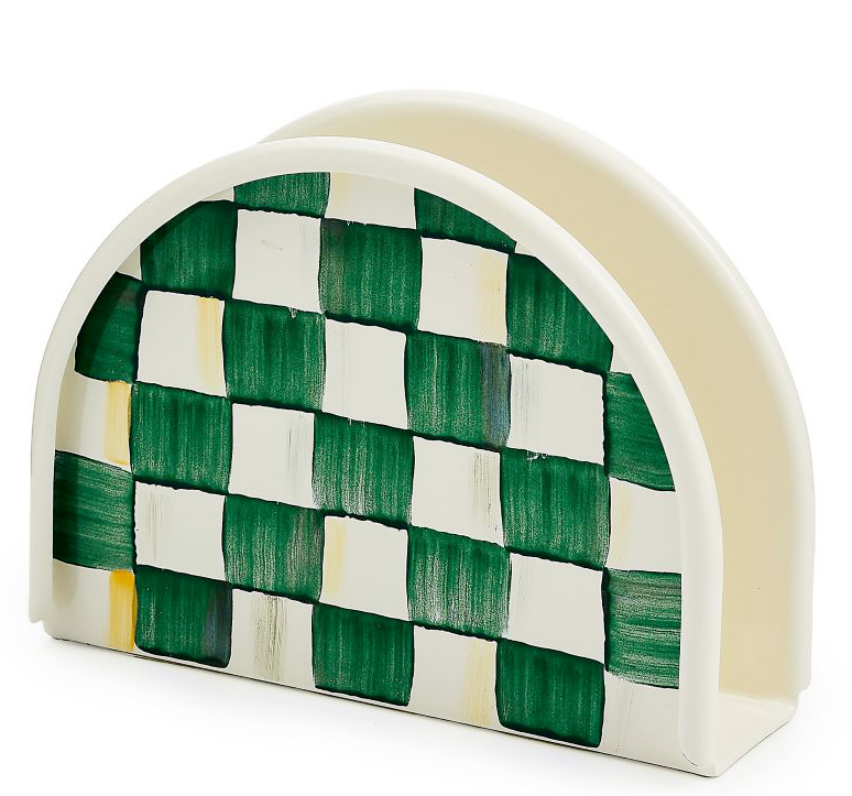 Emerald Check Napkin Holder