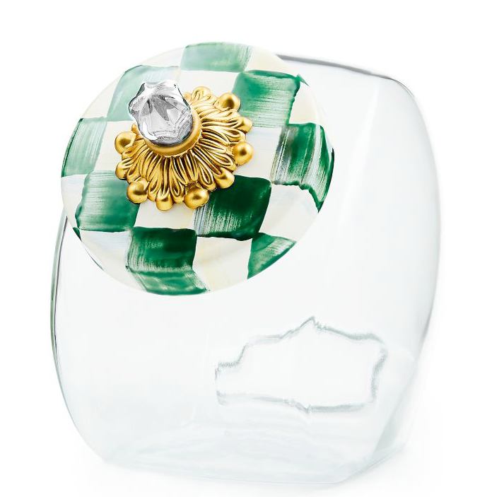 Sweets Jar w Emerald Check Lid