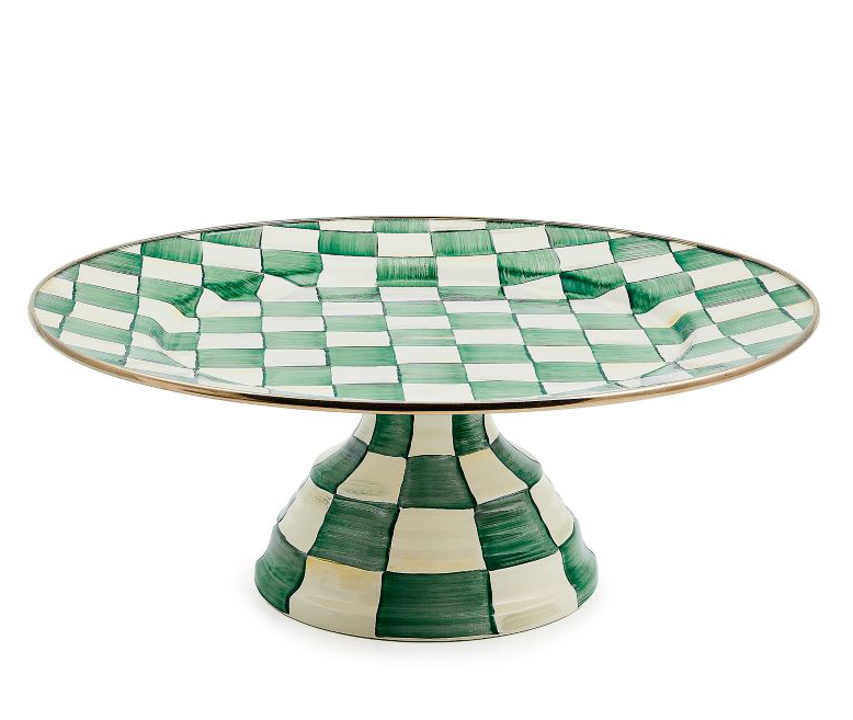 Emerald Check Large Pedestal Platter