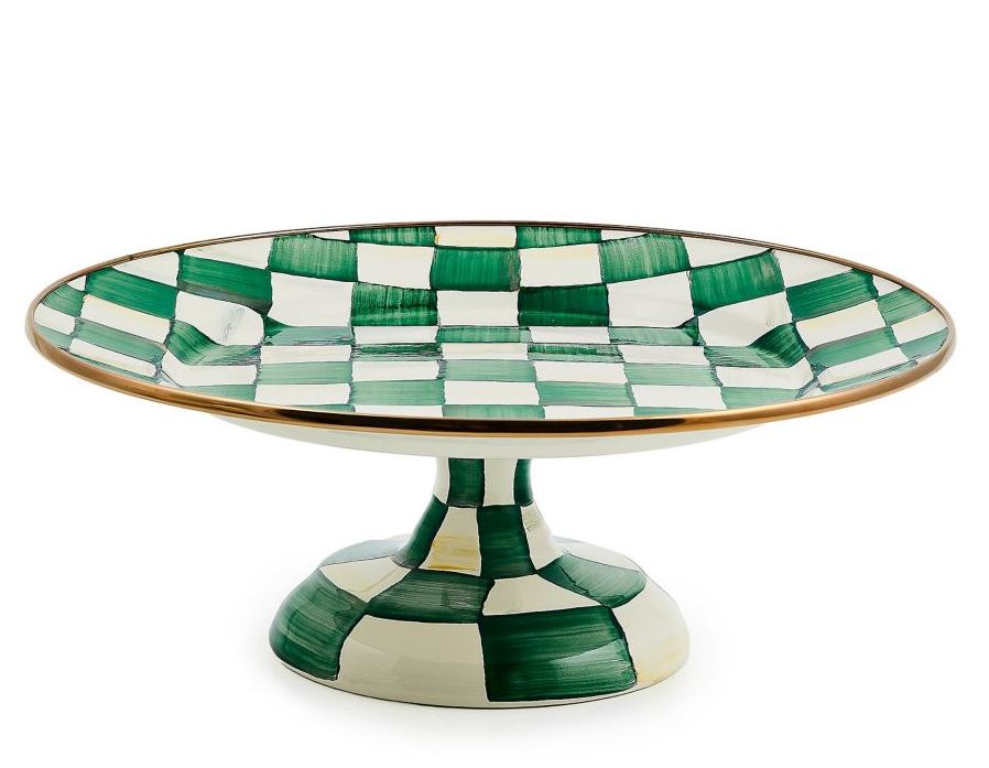 Emerald Check Small Pedestal Platter
