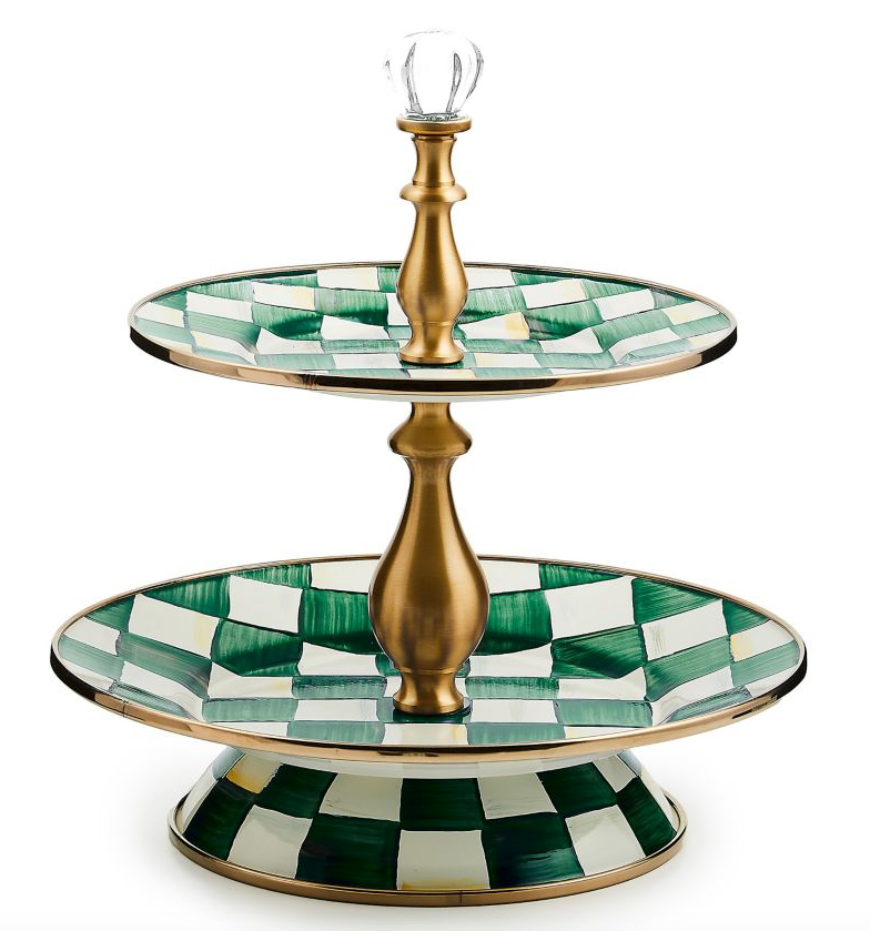 Emerald Check Two Tier Sweet Stand