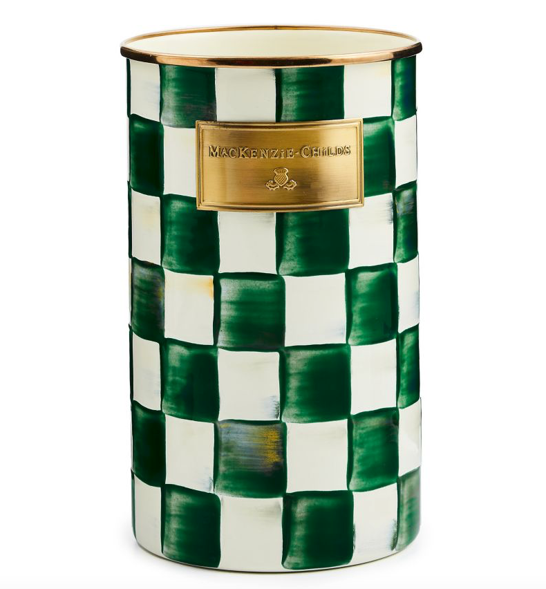 Emerald Check Utensil Holder