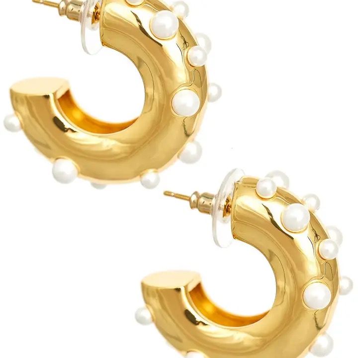Gold Hoops w Pearls- Lisi Lerch