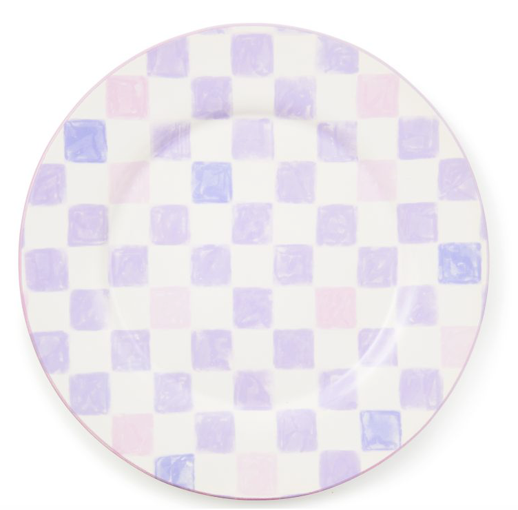 Lilac Check Round Platter