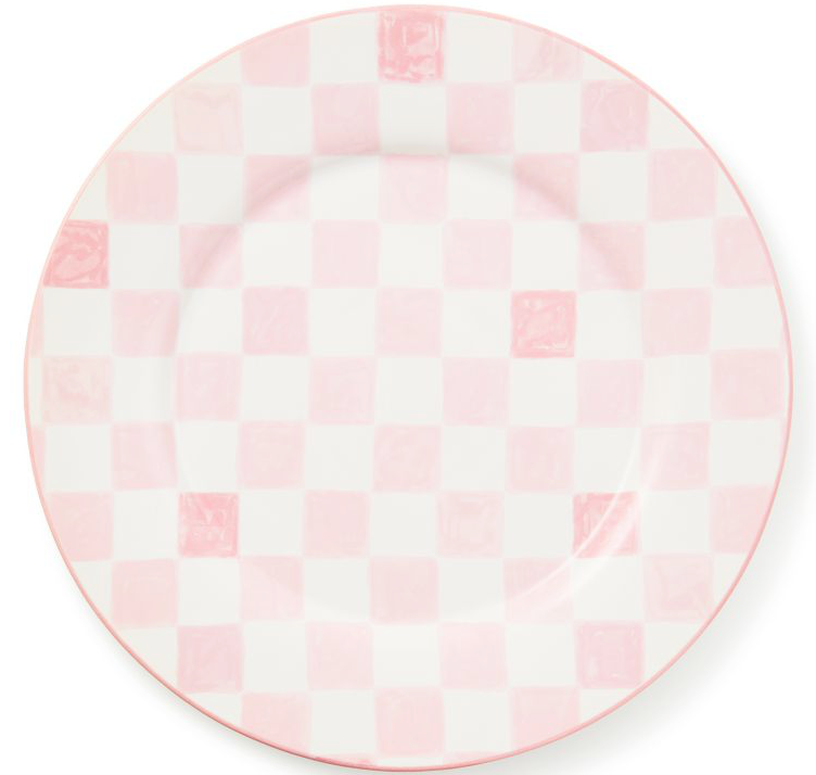 Pink Check Round Platter