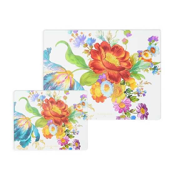 Flower Market Glass Cutting Board Set of 2