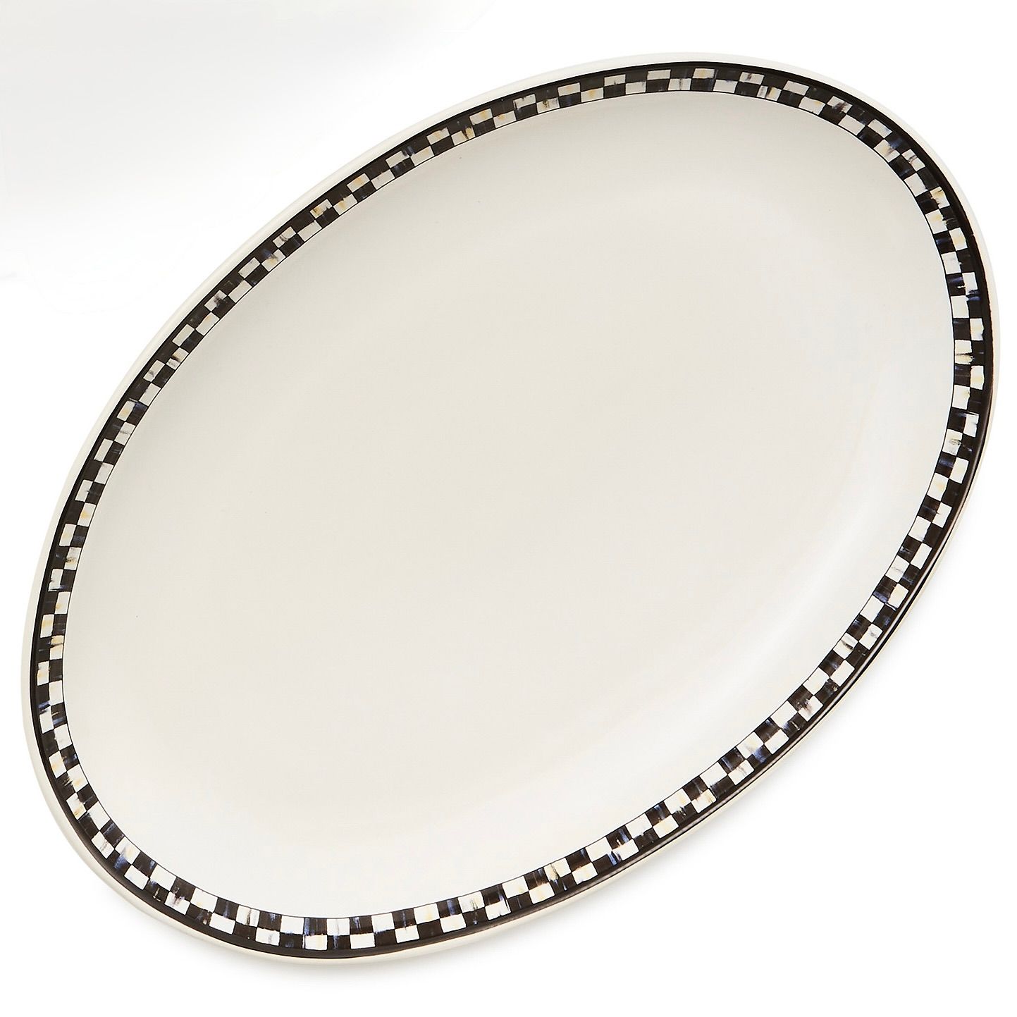 Small Courtly Check Everyday Oval Platter- Top of Table