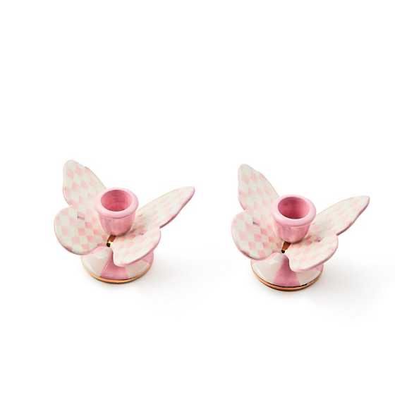 Rosy Check Butterfly Candle Holders- Set of 2
