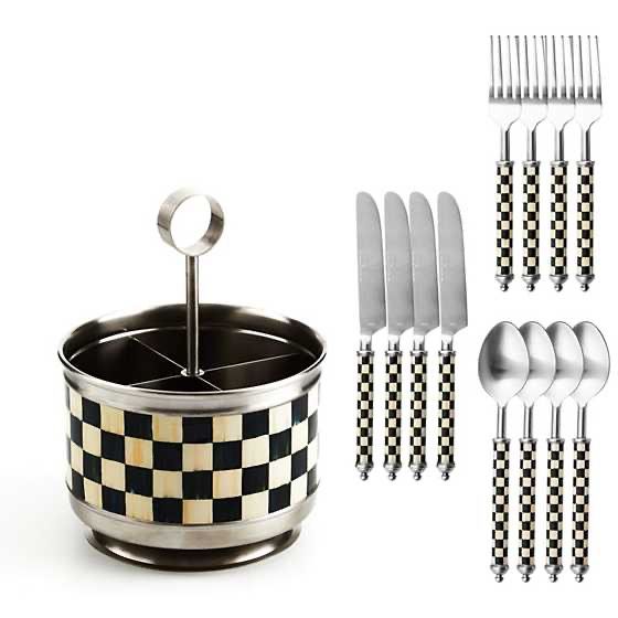 Courtly Check Supper Club Flatware &amp; Caddy Set