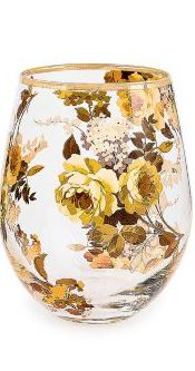 Wild Rose Stemless Wine Glass