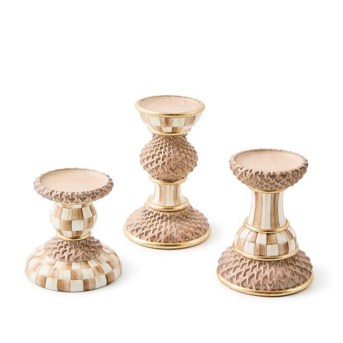 Mocha Pillar Candle Holders Set of 3
