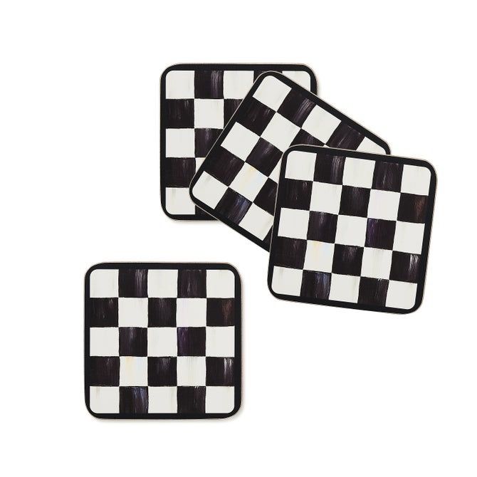 Courtly Checked Cork Back Coasters Set of 4