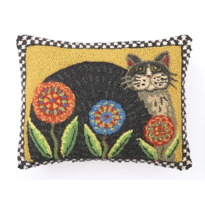 Penny Flower Cat Hook Pillow 14x18