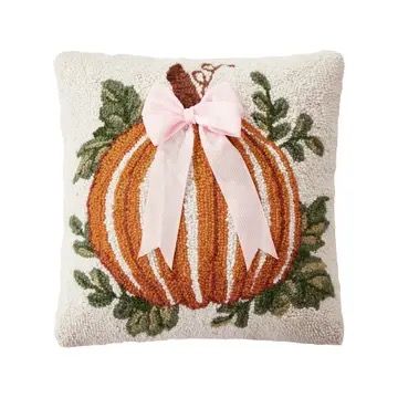 Stripe Pumpkin w Bow Hook Pillow