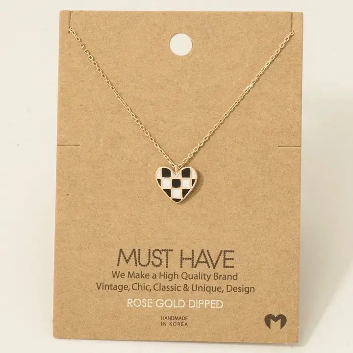 Check Heart Pendant Necklace