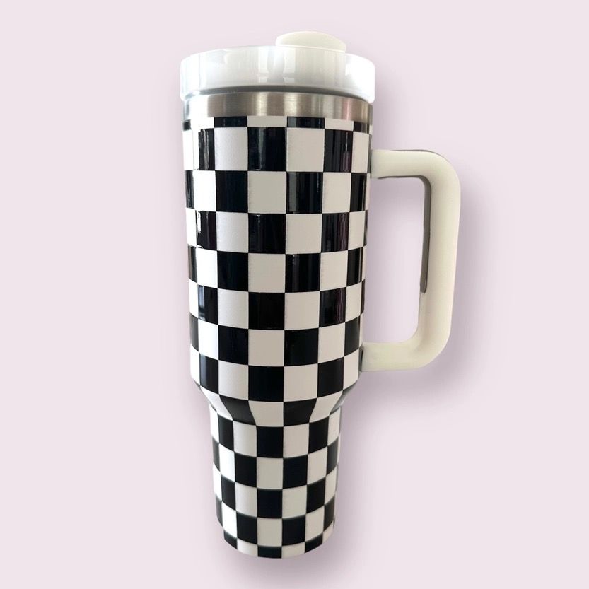 40 oz. Black Check Tumbler
