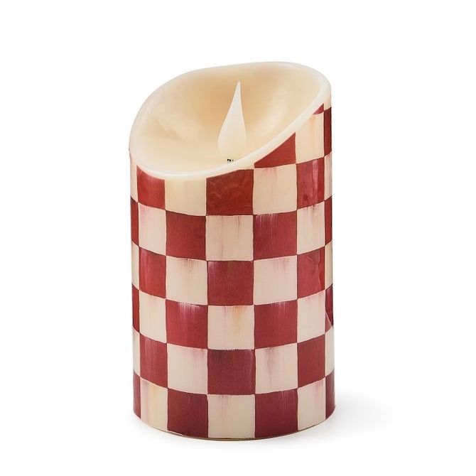 Cherry Check Flameless 5&quot; Pillar Candle