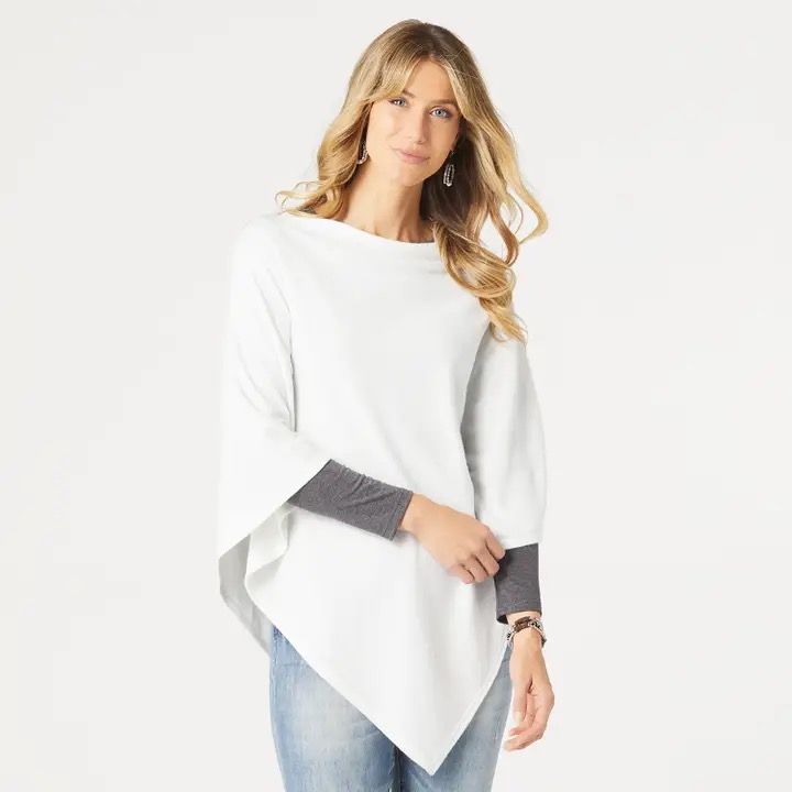 Asymmetrical Poncho Winter White