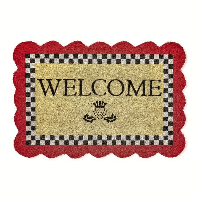 Red Scalloped Welcome Mat