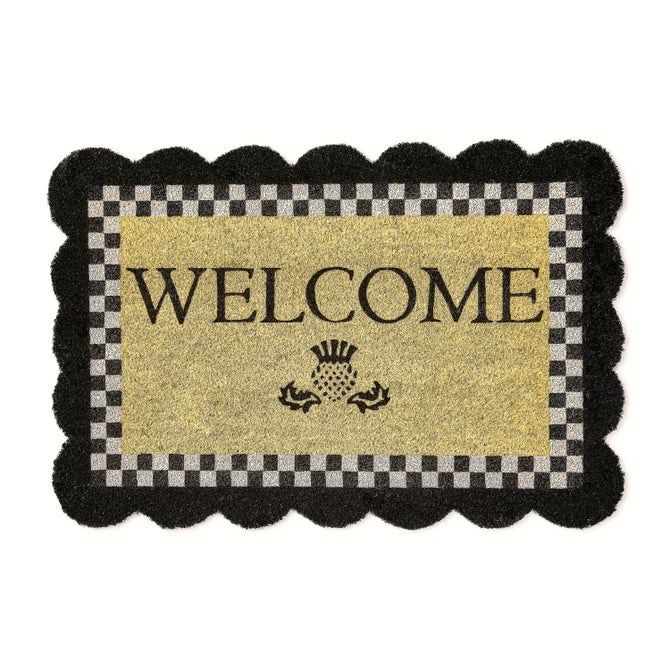 Black Scalloped Welcome Mat