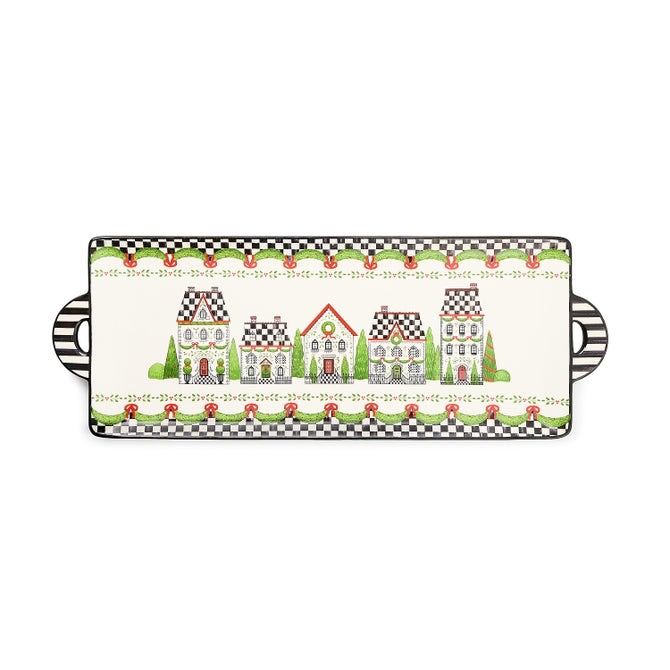 Holly Village Ceramic Rectangular Platter