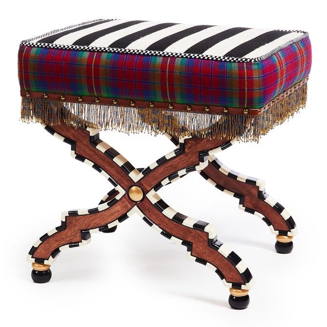 On Wall Street Stripe Cushion Accent Stool