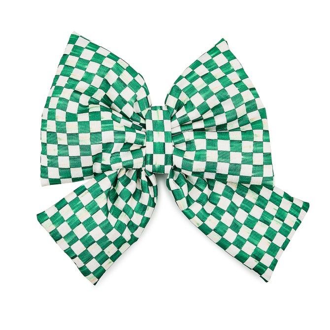 Green Check Medium Bow