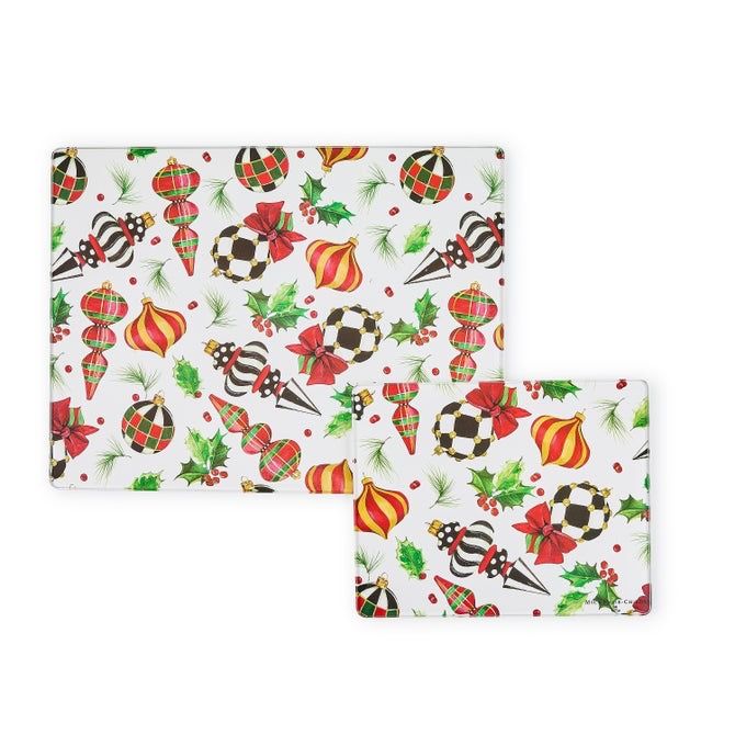 Deck the Halls Glass Cutting Board Set of 2