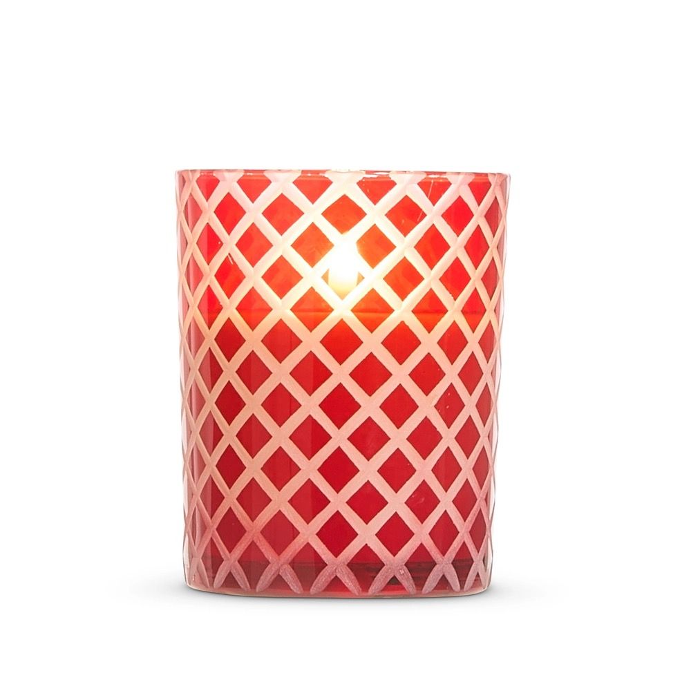 4x5&quot; Red Glass Etched Candle