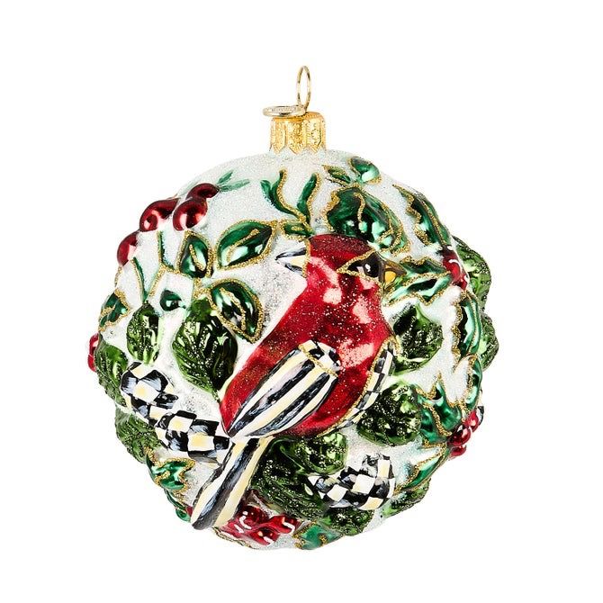 Glass Ornament- Cardinal Ball