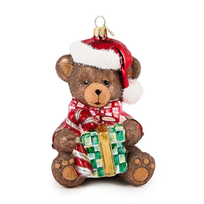 Glass Ornament- Check It Out Teddy Bear