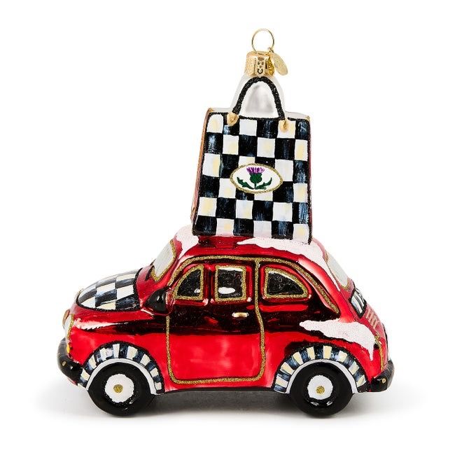 Glass Ornament- Christmas Shopping Car