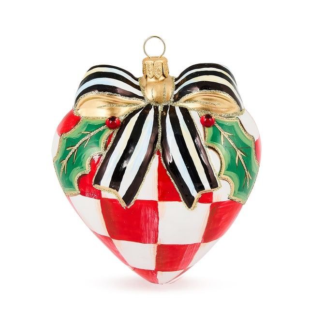 Glass Ornament- Check It Out Red Heart