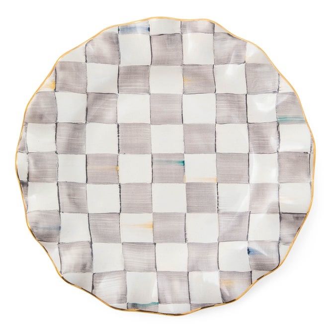 Sterling Check Ceramic Fluted Dinner Plate