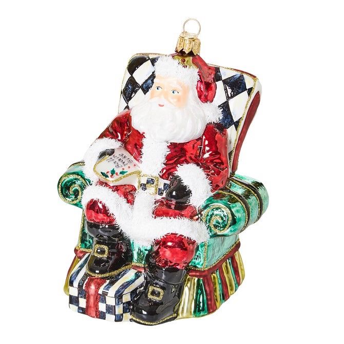Glass Ornament - Wish List Santa