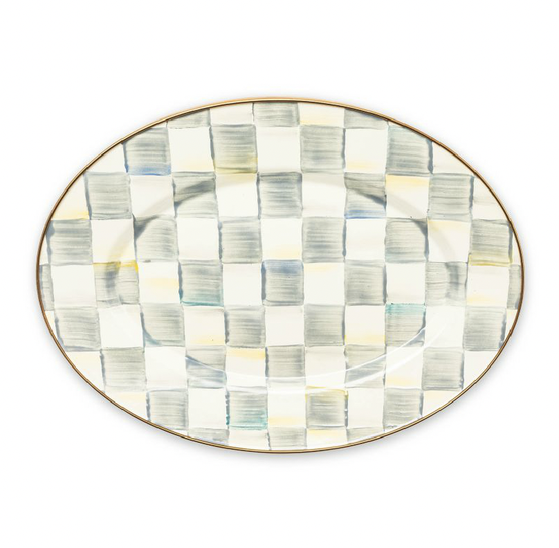 Sterling Check Large Oval Platter
