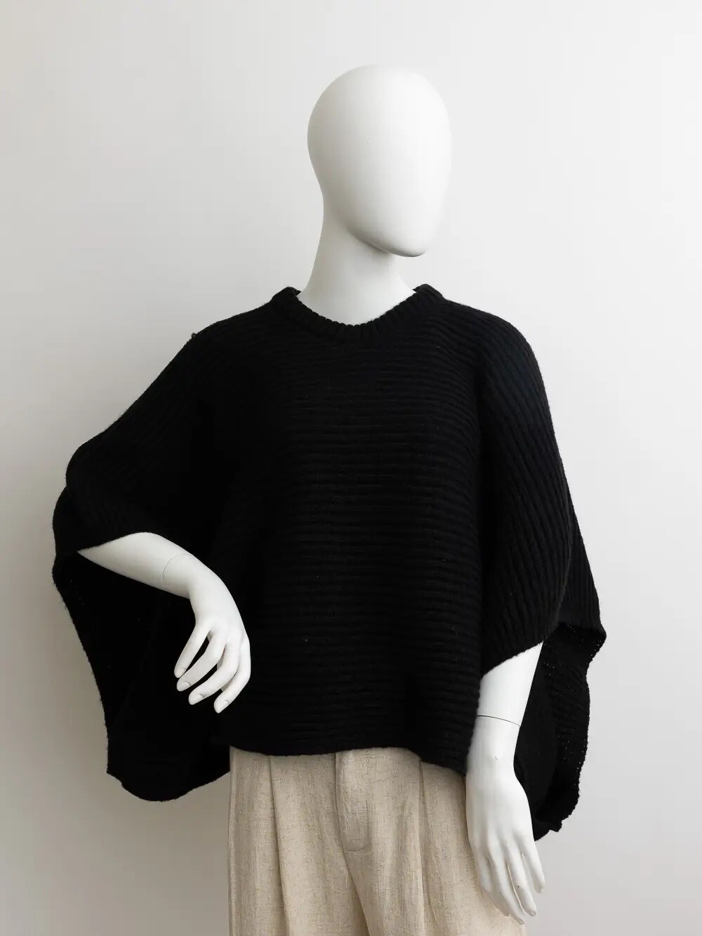 Black Knit Sleeve Poncho
