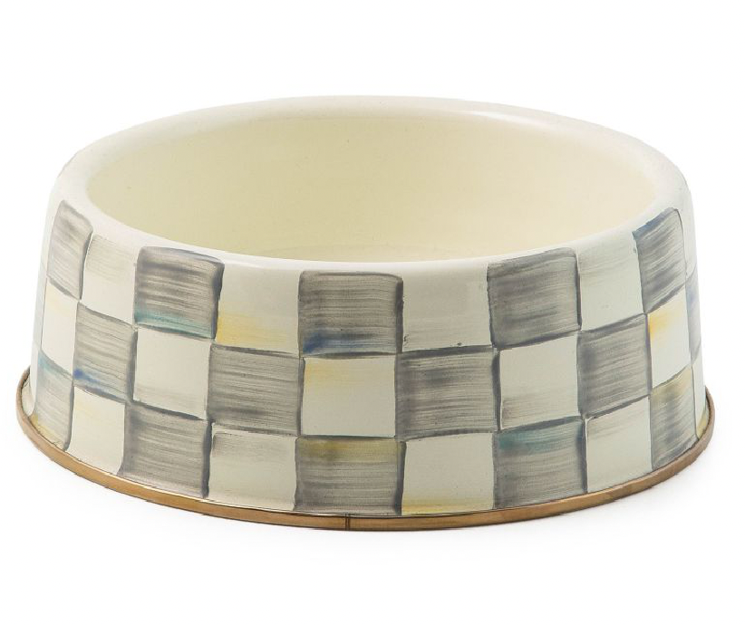 Sterling Check Enamel Pet Dish- Large