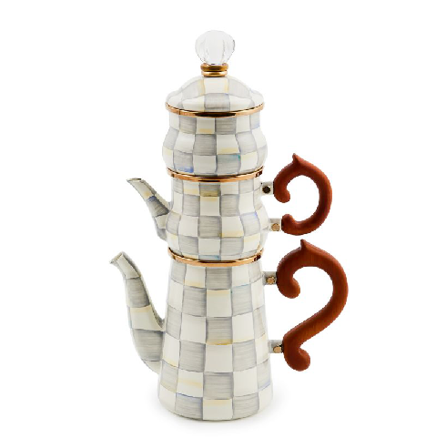 Sterling Check Stackable Coffee Set