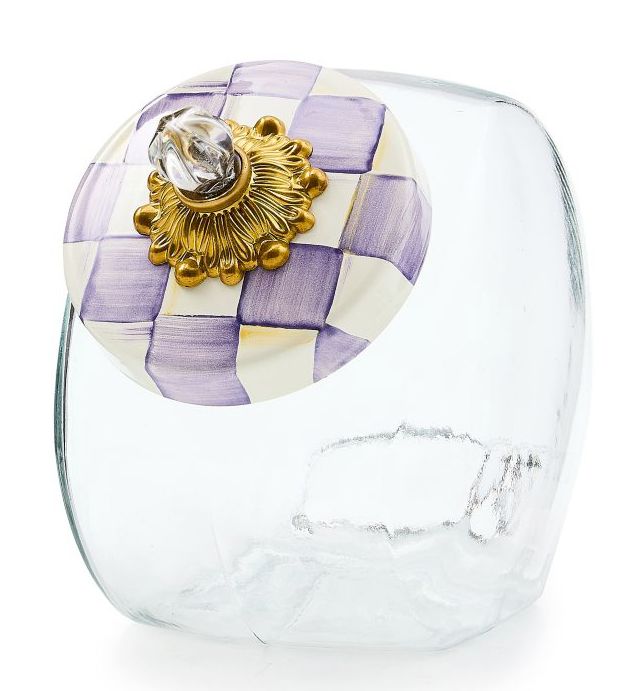 Cookie Jar w Violet Check Lid
