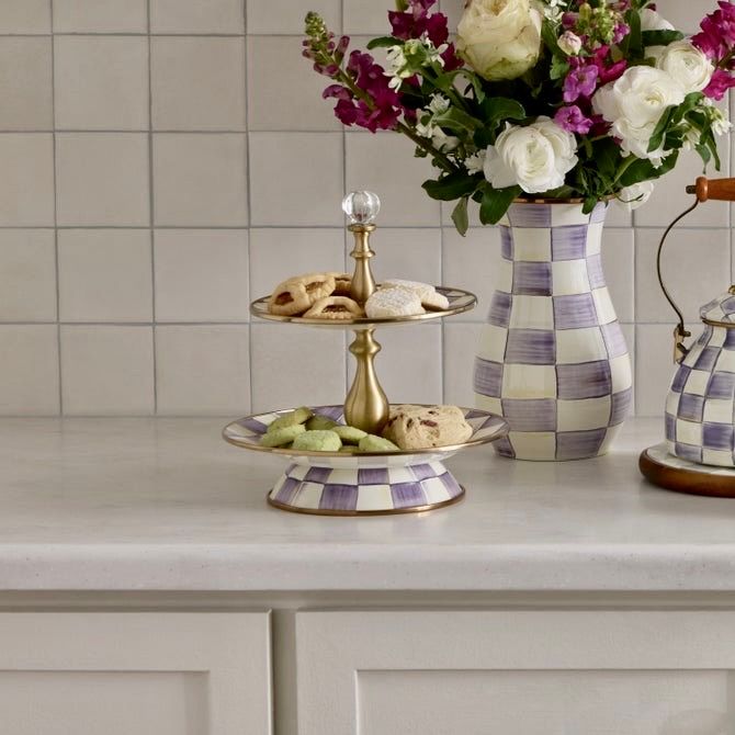 Violet Check Two Tier Sweet Stand