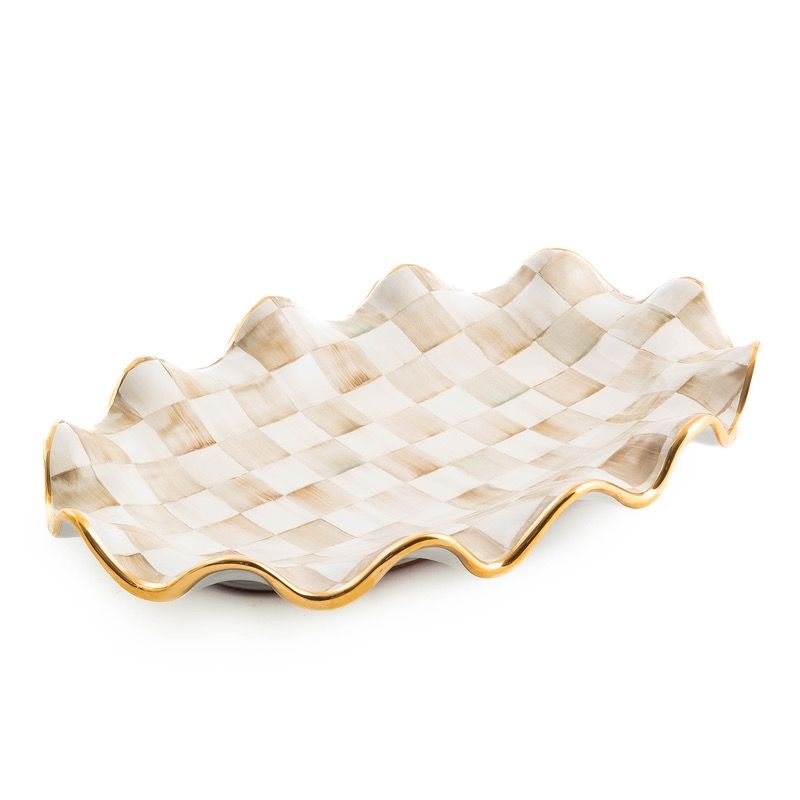 Mocha Check Ceramic Serving Platter
