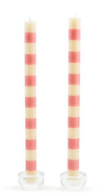 Bands Pink Dinner Candles Set of 2