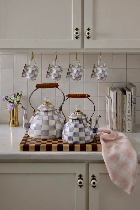 Violet Check 2 Quart Tea Kettle
