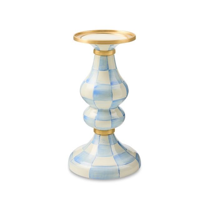 Sky Check Medium Pillar Candlestick