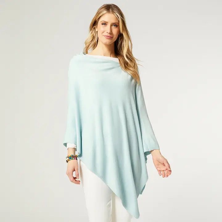 Asymmetrical Poncho Powder Blue